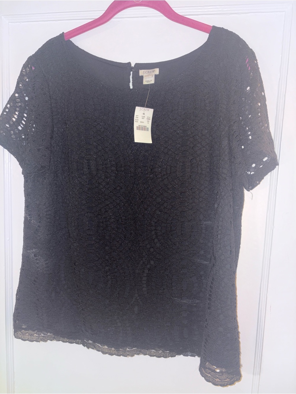 J. Crew Black Crochet/Lace Short-Sleeve shirt